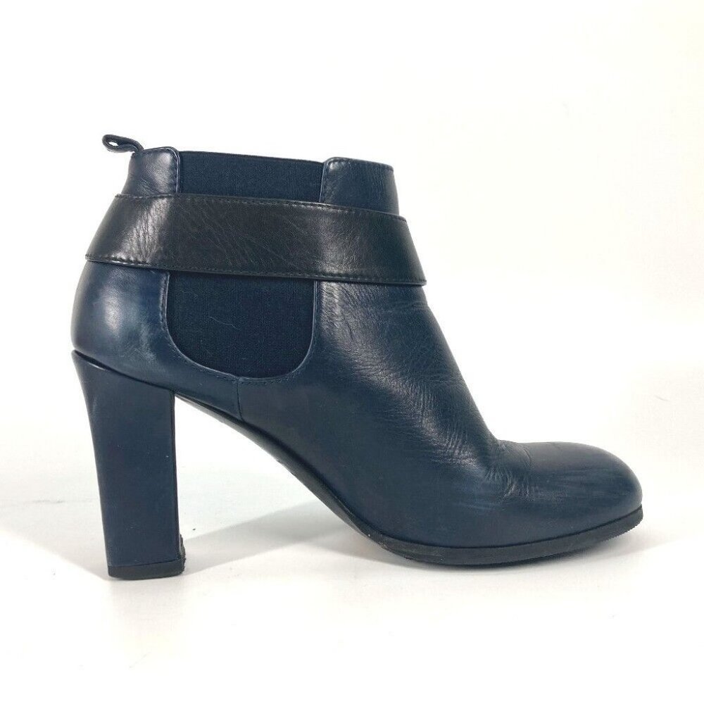CHANEL short boots shoes heels CC CC Mark turn lock boots Leather Navy - Picture 9 of 16